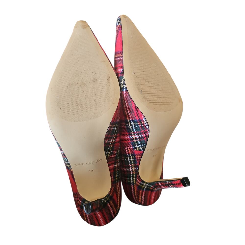 Ann Taylor red wool blend Plaid Nip Toe Pump heels sz 8 NEW $158 SH419 - Picture 6 of 7